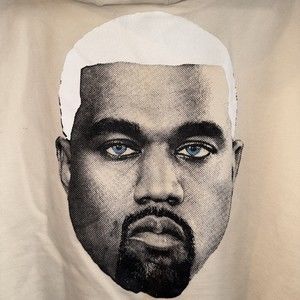 RARE Lane Seven Kanye West Face Hoodie Mens L Beige Sweatshirt Yeezy Art To Wear